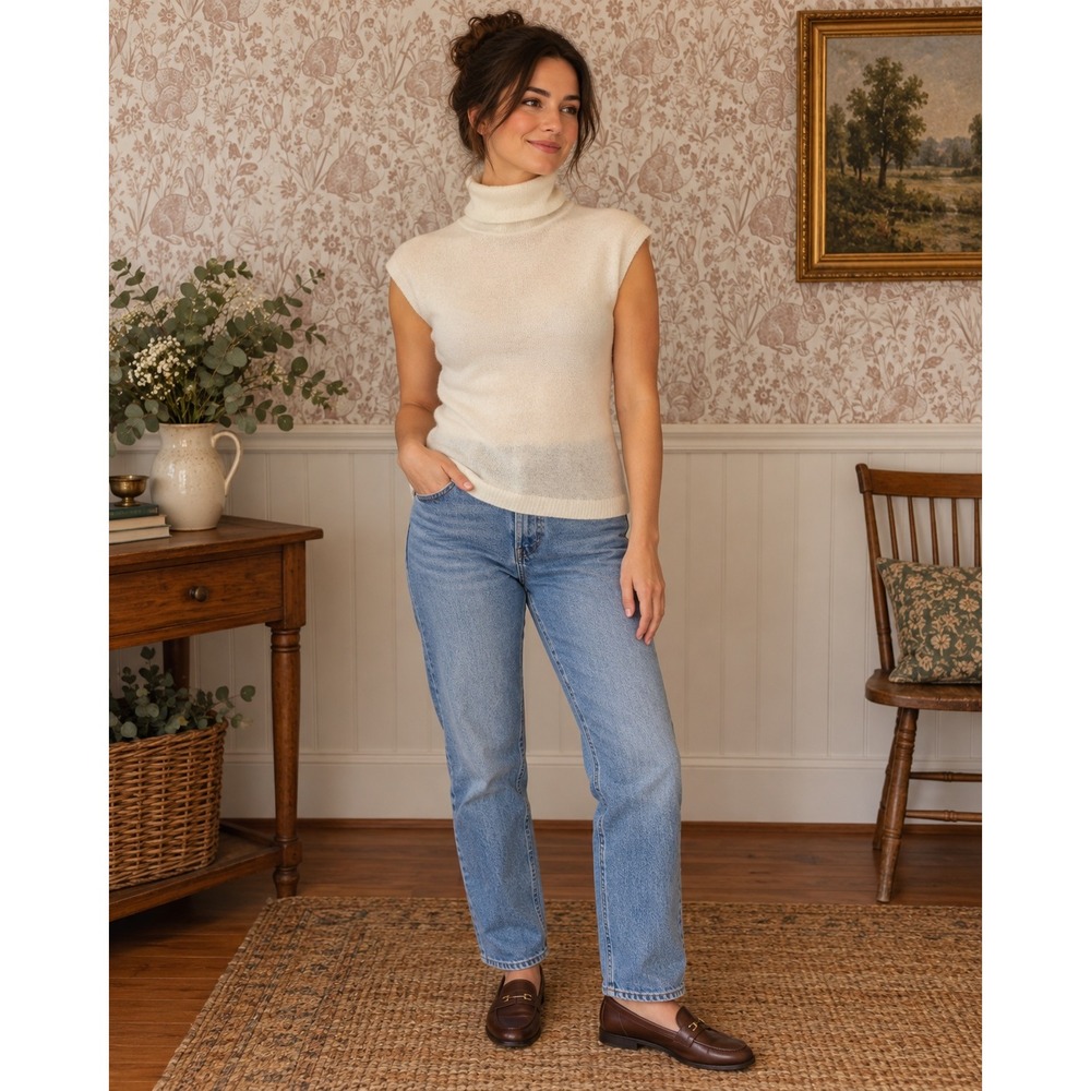 Abercrombie & Fitch Merino Wool-Blend Sleeveless Turtleneck – Size Small